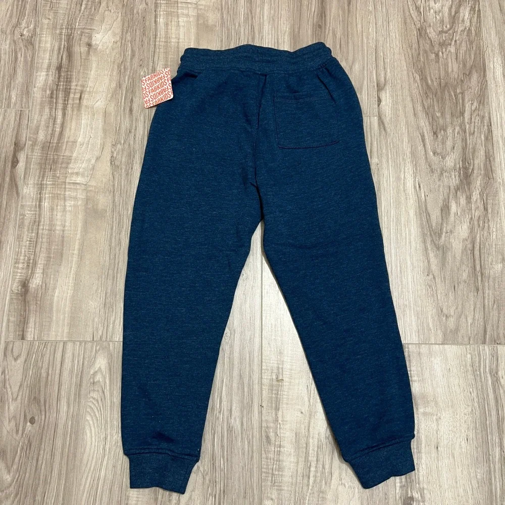 FabKids Jogger Sweatpants Size S 6/7 Blue Heather Fleece White Side Stripe